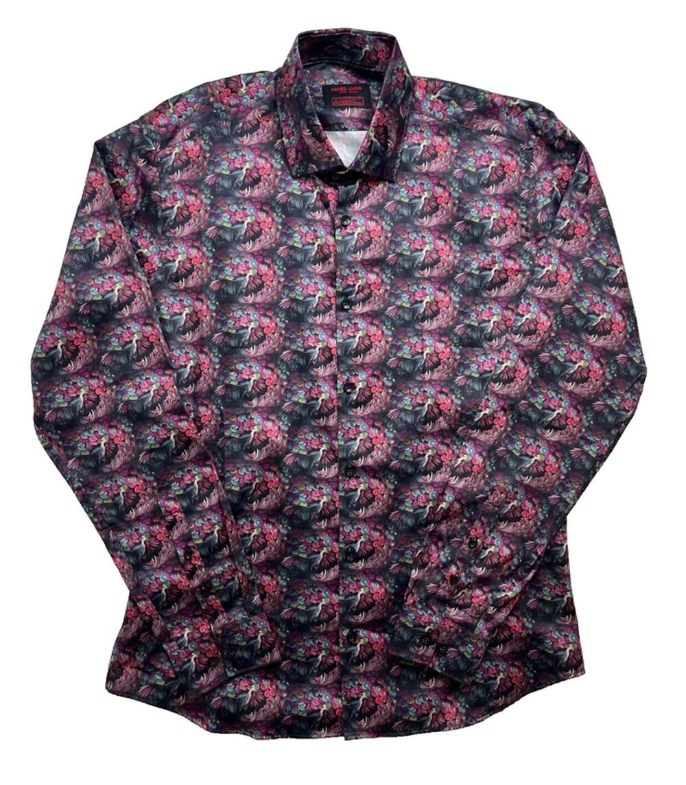 3-64 JARED LANG Men's NWT Button Up Top 100% Cotton Dress Shirt Peacocks XL